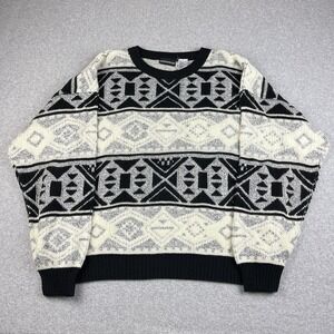 Vintage Expressions Sweater Mens XL Pullover Knit Geometric‎ Coogi Style 80s